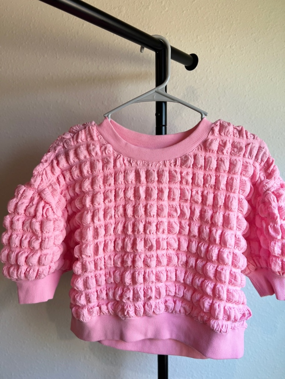 Maeve Anthropologie Pink Bubble Knit Top Womens petite
